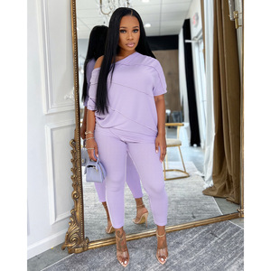 Completo Loungewear Estivo 2026 da Donna: Set 2 Pezzi con Felpa a Maniche a Pipistrello e <span class=keywords><strong>Spalla</strong></span> Obliqua e Pantaloni - Product Image 5