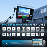 Moniteur de terrain FEELWORLD T6 avec écran IPS 6 pouces 1080p pour I/O, LUT 3D, casque stéréo, construction robuste en aluminium, sortie d'alimentation CC
