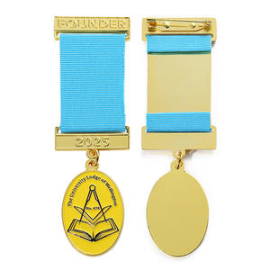 Distintivo in massoneria con spilla in massoneria con riconoscimento personalizzato per medaglie con spilla in smalto morbido placcato in oro - Product Image 1