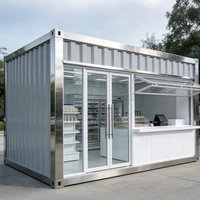 Unité de magasin mobile préfabriquée en panneaux sandwich pour café-bar, boissons à emporter, service de restauration de rue et commerce de détail