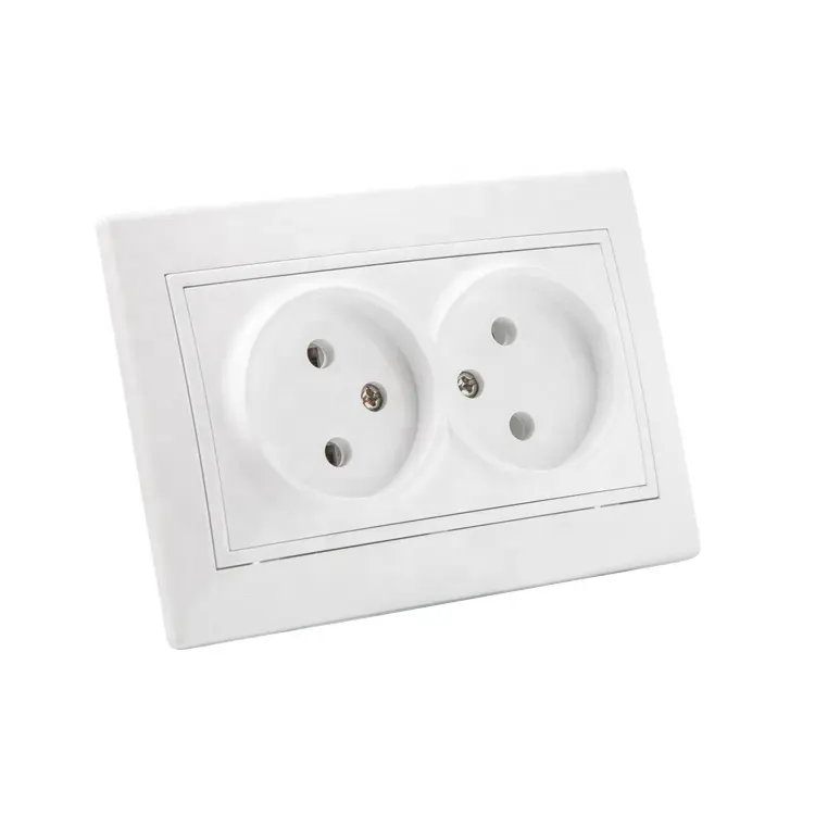 European Wall Socket 2 Gang Socket Without Grounding Hide Wiring 2P Wall Socket Outlet