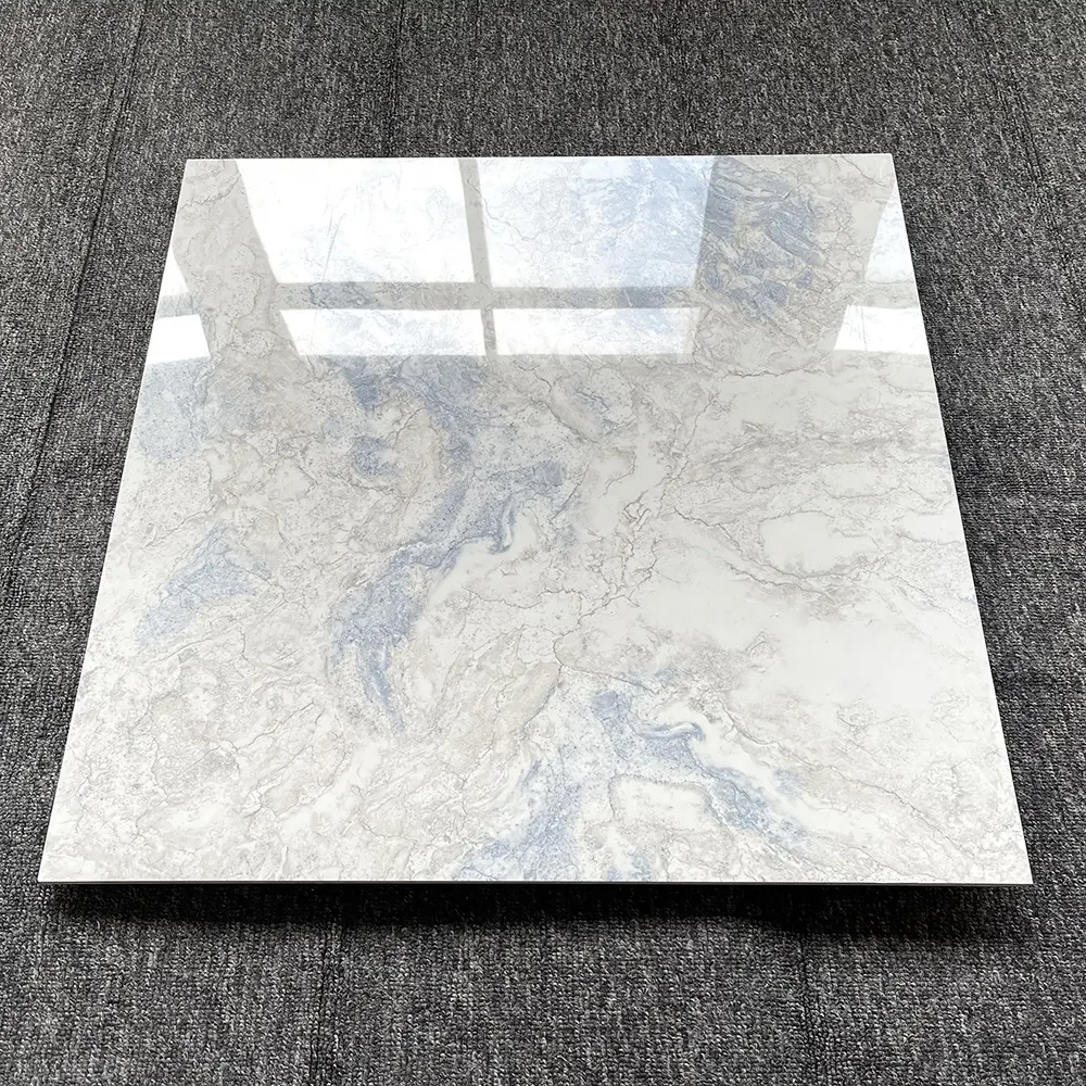 Ultimo Design 800x800 Foshan moderno lusso bianco blu vene marmo smaltato piastrelle per pavimenti in porcellana