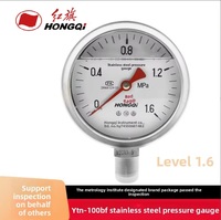 Vente directe usine – Manomètre en acier inoxydable de marque Hongqi, modèle Y-100BFZ/YTN-100BF, 0~100 MPa, haute température, résistant aux acides