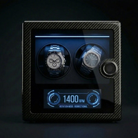 Remontoir de montre automatique de luxe, motif fibre de carbone, écran LCD numérique, verrouillage par empreinte digitale pour montres, prise en charge du logo personnalisé
