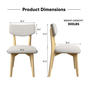 Sillas de Comedor Tapizadas, Sillas de Comedor Modernas de Mediados de Siglo con Patas de Madera, Sillas de Comedor Modernas de Lino - Product Image 4