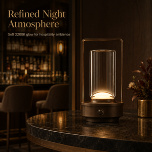 Lampe lanterne d'ambiance portable rechargeable, lampe de table en métal et cristal K9, lumière chaude 2200K, lumière de nuit décorative pour chambre d'hôtel - Product Image 2