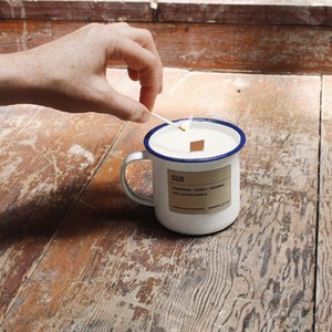 350ml logo de décalcomanie personnalisé impression couleur blanche bougie de cire de soja logo de marque personnalisé impression émail tasse tasse avec bord roulé noir - Product Image 5