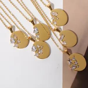 INS vendita calda collana in acciaio inox design creativo gioielli irregolare pendente ovale con cristallo per le donne su misura MOQ basso