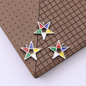 DIY Fabrication de Bijoux Métal Émail Lettre Grecque Club Signe Ordre Étoile Orientale Charme Maçonnique Sororité OES <span class=keywords><strong>Pendentif</strong></span> Mode - Product Image 1