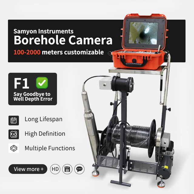150m Underwater Deep Bore Hole Camera Dual Camera 360 Degree 12 Inch Rotation Electrical Winch Well Inspection Camera