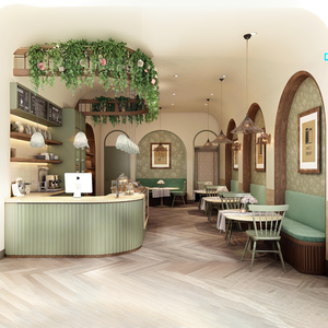 Meuble <span class=keywords><strong>de</strong></span> présentation en bois avec couvercle en verre, style rétro cottage, pour magasin <span class=keywords><strong>de</strong></span> café, conception intérieure personnalisée, solution unique en usine - Product Image 4