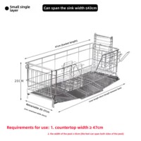 Égouttoir à vaisselle télescopique rétractable en acier inoxydable 304 de style japonais pour évier, type autoportant à bord étroit pour le rangement des bols et assiettes