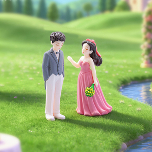 PVC Micro Landscape Creative New Wedding Couple <b>Dolls</b> Dollhouse DIY Decorations Accessories Mini <b>Car</b> Desktop Small Ornaments - Product Image 2