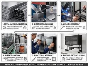 Moderno Portaoggetti da Cucina a Due Livelli in Metallo Multifunzionale con Design per Drenaggio Acqua e Ante Laccate per Stoviglie e Ciotole - Product Image 4
