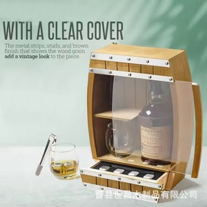 Caja de Almacenamiento de Vino de Madera de 3 Niveles con Puerta de Vidrio para Uso en Bar o Escritorio - Product Image 5