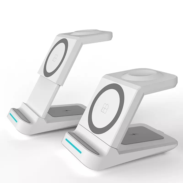 3 in 1 Wireless Charging Station 15W Fast Charging Stand with Magnetic Suction, Height Adjustable for Iphone/Airpods /watch