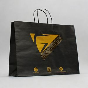 Recyclable Custom Clothing Store Shopping <b>Gift</b> <b>Bags</b> Heavy Duty <b>Extra</b> <b>Large</b> Size Brown Kraft Paper Grocery <b>Bags</b> With Gold Logo - Product Image 3