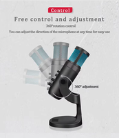 Microphone à condensateur filaire professionnel MU900 Pro avec éclairage RGB, connexion USB, cardioïde, pour streaming en direct et enregistrement, en métal