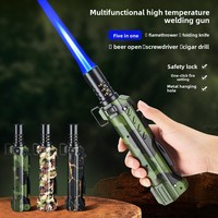 Briquet multifonction d'extérieur haute puissance coupe-vent, allumeur à flamme directe robuste, nouveau style, torche à gaz butane pour le camping
