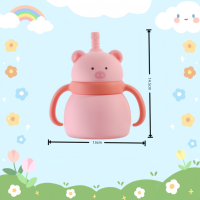 Gobelets à paille en silicone de qualité alimentaire pour enfants, avec poignée et couvercle, pour l'apprentissage de la boisson, résistants aux chutes, sans BPA, 200 ml, compatibles lave-vaisselle - Vente en gros