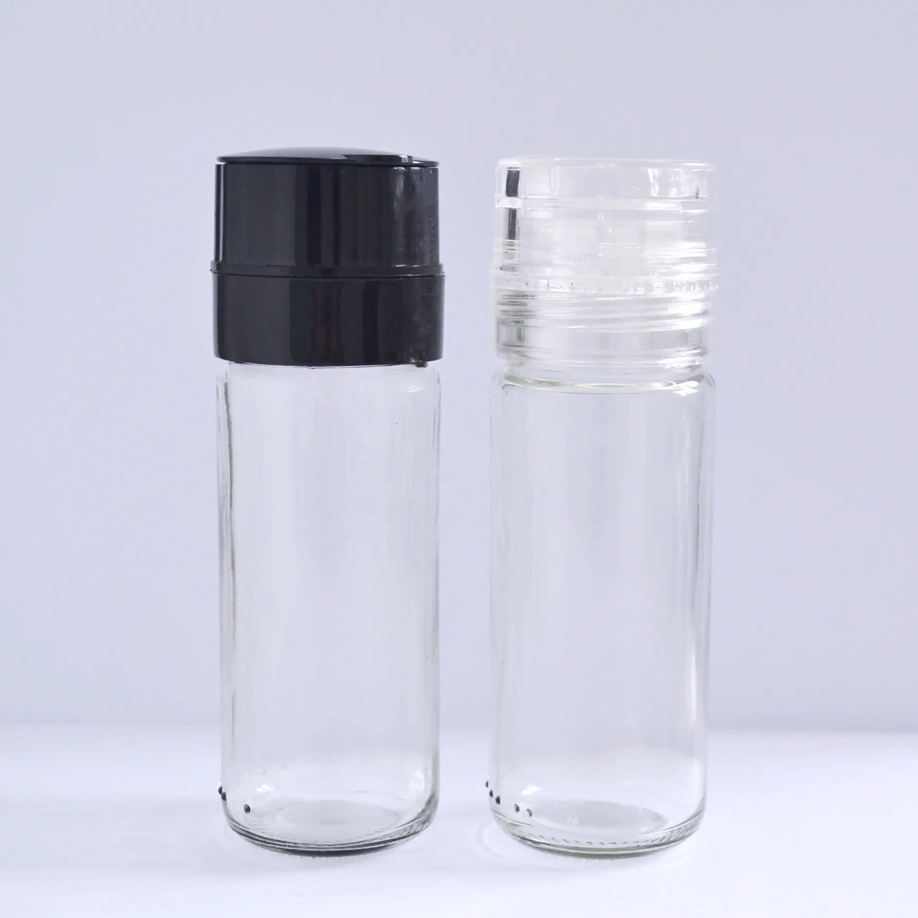 Gewürzmühle Flasche Handbuch Kunststoff Salz-und Pfeffermühle Kappe Kräuter mühle Deckel Set mit 100 ml Glas