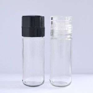 Spice Grinder Bottle Manual Plastic Salt And Pepper Mill Cap Herb Grinder Lid Set With 100 Ml Glass Jar