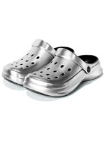 Sabots en EVA tie-dye métalliques tendance pour femmes et hommes, chaussures de jardin antidérapantes, mules légères à enfiler, vente en gros, sabots de plage personnalisés pour l'été