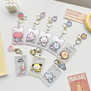 K-pop Idol tasbedel schattig cartoon transparant studentenmaaltijd beschermhoes werkkaart busmaaltijd kaarthouder plastic ID-kaarthouder sleutelhanger - Product Image 1