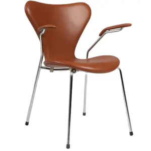 Фанерный оранжевый кожаный кафе обеденный стул