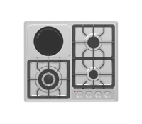 Cuisinière combinée gaz et électrique en acier inoxydable de 60 cm