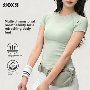 Women's Summer Lightweight for Seamless Yoga Clothes Short-sleeved Sports Top Slim-fit Slimming Quick-drying Breathable