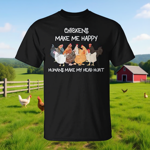 Las gallinas me hacen feliz, los humanos me hacen daño a la cabeza, camiseta divertida para amantes de la granja - Product Image 3