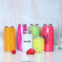 MAYSURE 330ml Rond pour canettes de boissons en PET avec couvercle à ouverture facile, sérigraphie pour champagne et soda