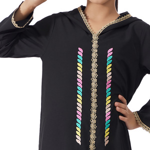 Vestido Largo Musulmán Modesto para Niñas de 3 a 14 Años, Abaya Cerrada con Bordado y Capucha, Abaya Informal Islámica para Niños, Estilo Halloween, <span class=keywords><strong>Marruecos</strong></span>, Dubái, Turquía - Product Image 3