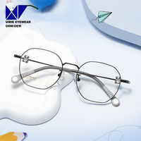 Monture optique hexagonale en titane sur mesure OEM, anti-lumière bleue, pour enfants et adolescents, taille 49-17-142, avec support de remboursement de 13 % de taxes