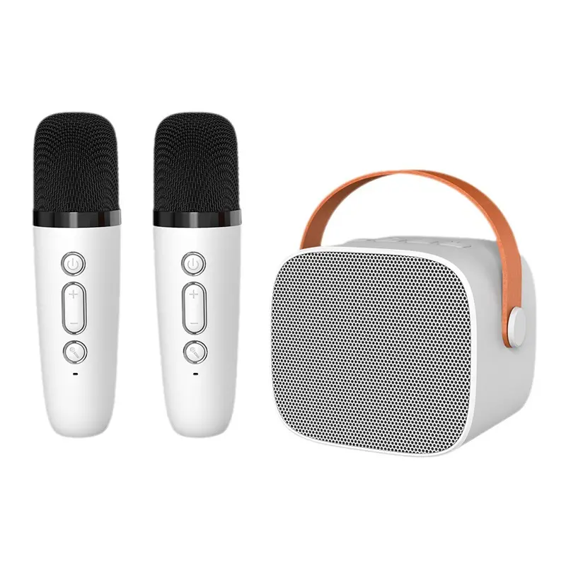 Speaker mikrofon genggam Mini portabel, pengeras suara Karaoke tanpa kabel Bluetooth untuk pesta KTV
