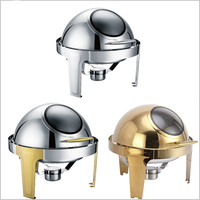Réchaud de Luxe Électrique Doré pour Buffet Hôtelier, Chauffe-Plat Chafing Dish de Service pour Traiteur