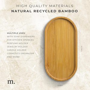 Plateau de toilette classique en bambou pour l'organisation du comptoir de salle de bain, distributeur de <span class=keywords><strong>savon</strong></span>, 6,85 pouces, petit cadeau de mariage - Product Image 6