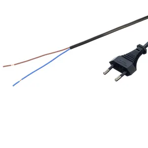 Sni H03vvh2 F 2x0 75 Mm2 core kabel daya bergaris kabel listrik hitam colokan lurus untuk pelurus rambut
