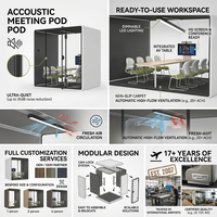 Cabina Acústica Modular Insonorizada para Reuniones, 35dB, para 6 Personas, con Ventilación y LED, para Salas de Espera de Aeropuertos y Espacios Abiertos