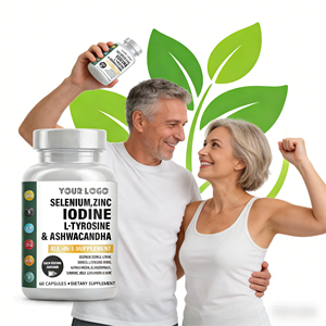 Cápsulas de Mezcla Herbal <span class=keywords><strong>con</strong></span> Fórmula Todo en Uno: Selenio, Yodo, L-tirosina y Ashwagandha para <span class=keywords><strong>la</strong></span> Salud de <span class=keywords><strong>la</strong></span> <span class=keywords><strong>Tiroides</strong></span> y el Apoyo Adrenal, Vegano, 60 Unidades - Product Image 1