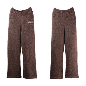 <span class=keywords><strong>Pantaloni</strong></span> da Donna in Maglia Morbida Marrone Cioccolato a Vita Alta e Gamba Dritta <span class=keywords><strong>con</strong></span> Logo Ricamato e Tasca Posteriore - Product Image 3