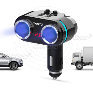 YANTU <b>12V</b>-24V Car Power <b>Socket</b> Car Charger 2USB Charging Port 3.1A QC3.0 Fast Charger Cordless - Product Image 5