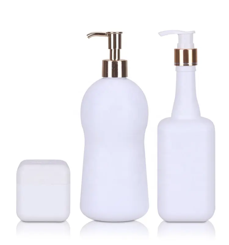 450ML/500ML benzersiz beyaz şampuan şişesi vücut losyonu şişesi özel 50ML kare kavanoz