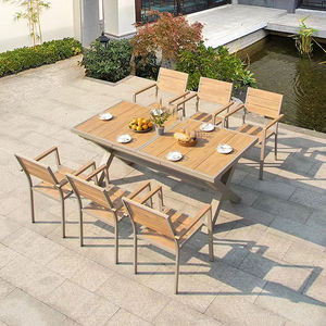 Mobilier de jardin de luxe 1 ensemble patio salle à manger 8 10 places extensible en plastique bois tables et chaises ensembles salon jardin ensemble - Product Image 2