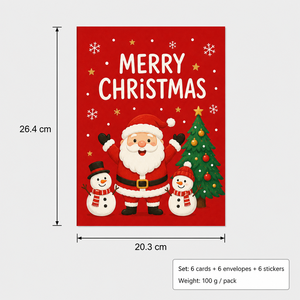 Ensemble de cartes de Noël à trois volets avec pince à billets ZS-PC0329 au design original, motif Père Noël, bonhomme de neige, sapin, autocollant enveloppe rouge, vernis brillant - Product Image 3