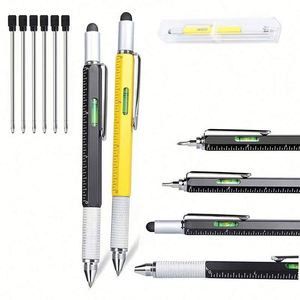 6-in-1 Custom Multifunctional Metal Flat <b>Pen</b> Ballpoint Scale Level Screwdriver for Creative Tool School Essentials Black Ink - Product Image 4