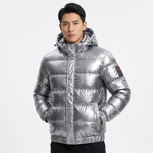 Veste matelassée brillante pour homme, personnalisable en gros, avec capuche en fausse fourrure, épaisse et rembourrée, manteau d'hiver en duvet, fabricant OEM ODM - Product Image 4