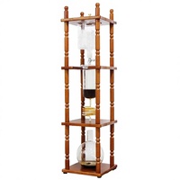 Pindel Artisanat – Cafetière à Infusion Froide Vintage en Bois Grande Capacité, Tour à Goutte Glacée avec Filtre en Verre Thermorésistant et Acier Inoxydable