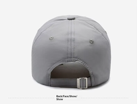 Casquette de baseball sportive en polyester/coton avec logo personnalisé OEM, imprimé par sublimation, dos incurvé, broderie en caoutchouc surélevée, argent/cuivre